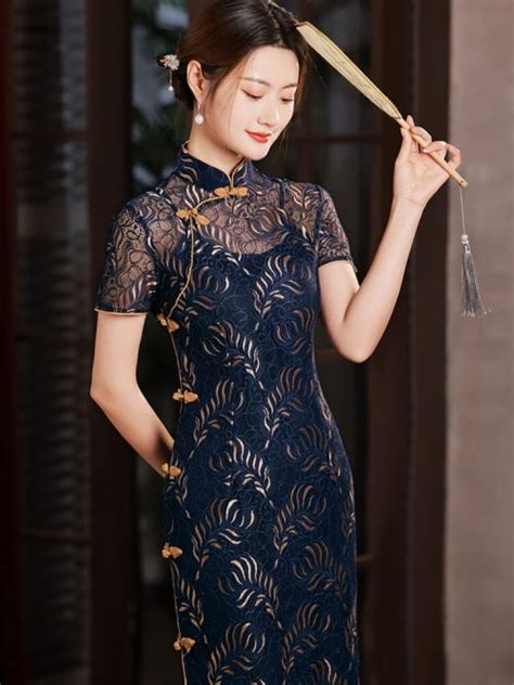 Bamboo Leaves Light Blue Cheongsam Dress Weqipao