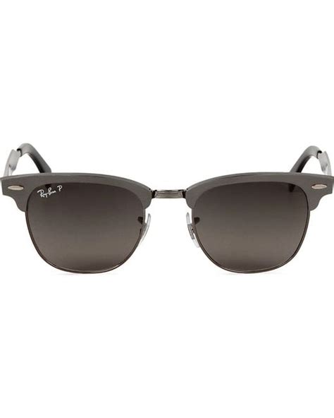 Ray Ban Clubmaster Aluminium Sunglasses In Brushed Gunmetal With Black Polarised Lenses Rb3507