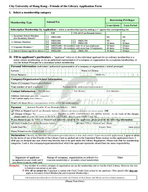 Fillable Online Cityu Edu Friends Of The Library Application Form I