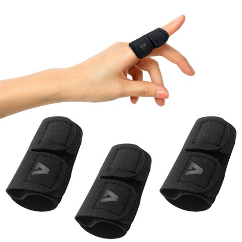 Topbine 3 Pack Black Finger Splint Elastic Finger Cuffs And Sports