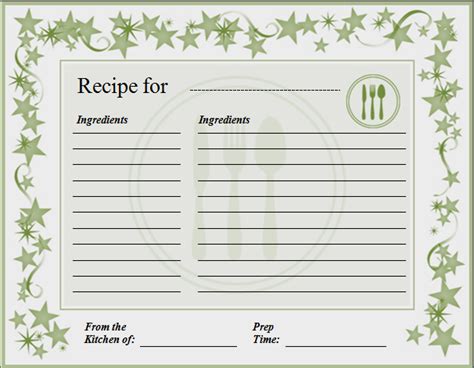 MS Word Recipe Card Template | Word & Excel Templates