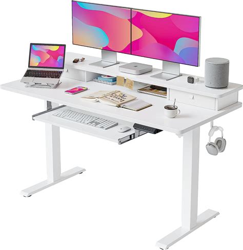 Fezibo Height Adjustable Electric Standing Desk With Keyboard Tray