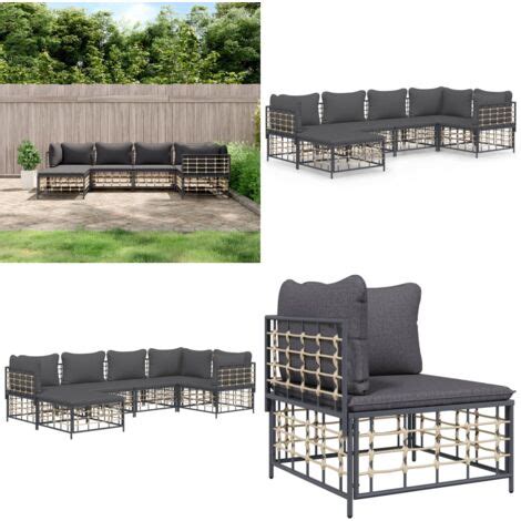 Tlg Garten Lounge Set Mit Kissen Anthrazit Poly Rattan Garten