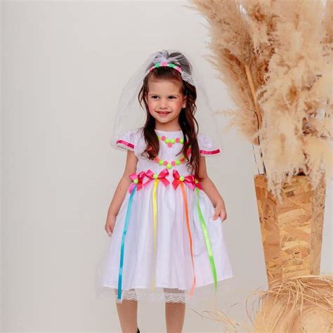 Vestido Infantil Festa Junina Noivinha Roupa Fantasia Noiva