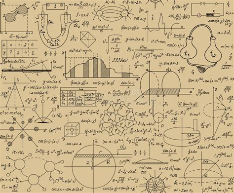 Math Scientific Vector Seamless Pattern With Technical Drawings And