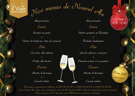 Menus pour les fêtes de fin d année il Viale Restaurant