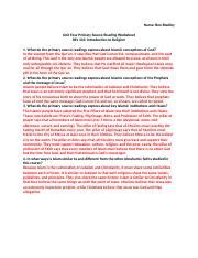 Primary Source Reading Worksheet Docx Name Ben Bradley Unit Four