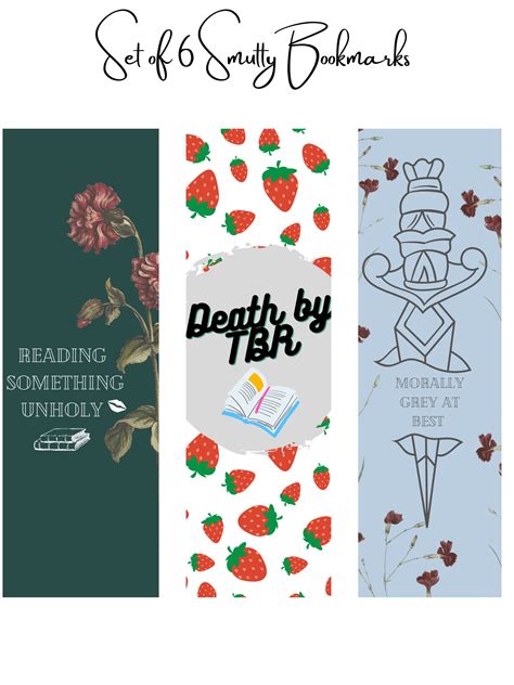 Smutty Bookmarks Digital Download Digital Product Book Lover Etsy