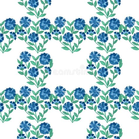 Vector Seamless Pattern With Blue Cornflowers On White Stock Vector