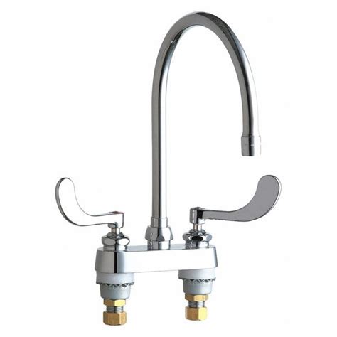 Chicago Faucet Dual Handle Mount Hot And Cold Water Sink Faucet Chrome Plated