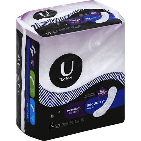 U By Kotex Security Maxi Pads Overnight 14 Ct Feminine Care Elmers County Market