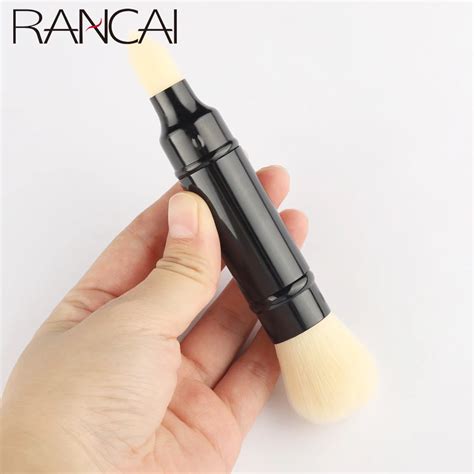 Rancai 1pcs Retractable Double Head Makeup Brushes Powder Blusher Foundation Face Eyes Travel