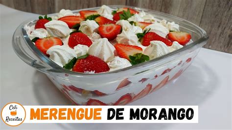 COMO FAZER MERENGUE DE MORANGO YouTube