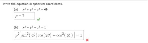 Solved Write The Equation In Spherical Coordinates A X2