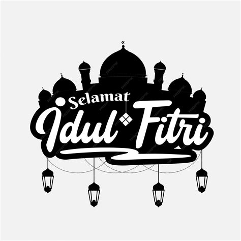 Premium Vector Greeting Text Of Selamat Idul Fitri Lettering Design