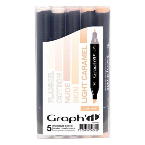 Feutres Graph It 5 couleurs Skin Marqueurs à Alcool Double Pointe