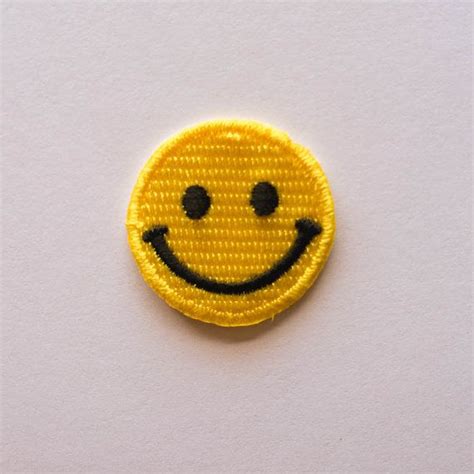 Smiley Patch Yellow Happy Face Smile Iron On Patches Etsy Etsy