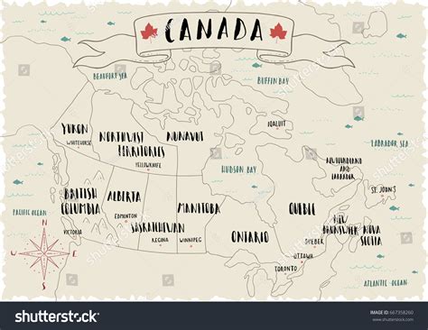 Map Canada Line Illustration Stock Vector (Royalty Free) 667358260 ...