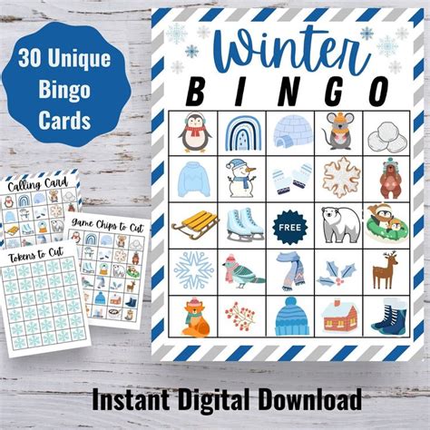 Printable Winter Bingo Game With The Text Instant Digital Download And