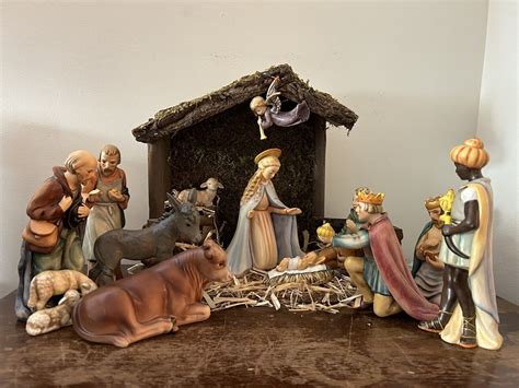 Hummel Nativity Set Complete Pieces Including Flying Angel Tmk