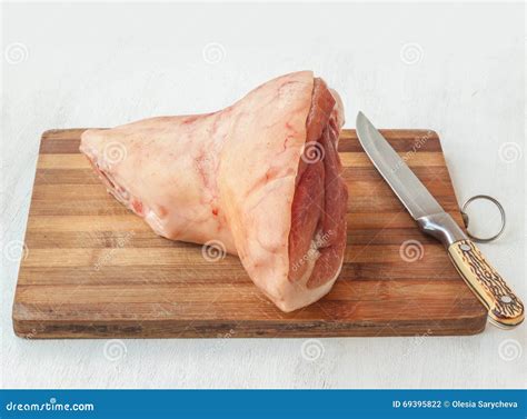 Pork Shank Raw On A Cutting Board Stock Photo Image Of Freshness