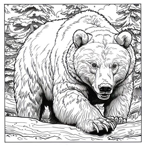 Premium Photo Grizzly Bear Drawing Coloring Book Page