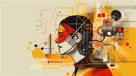 Premium Ai Image Abstract Illustration Risographic Retro Technician