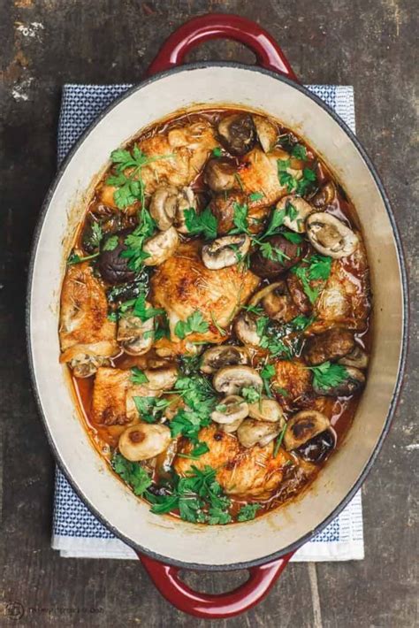 Wine Braised Chicken Thighs With Shallots And Mushrooms Video