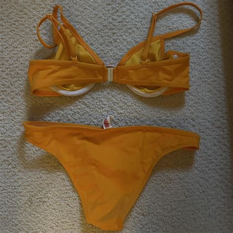 Solid Striped Bikini Size Small Only Worn Depop