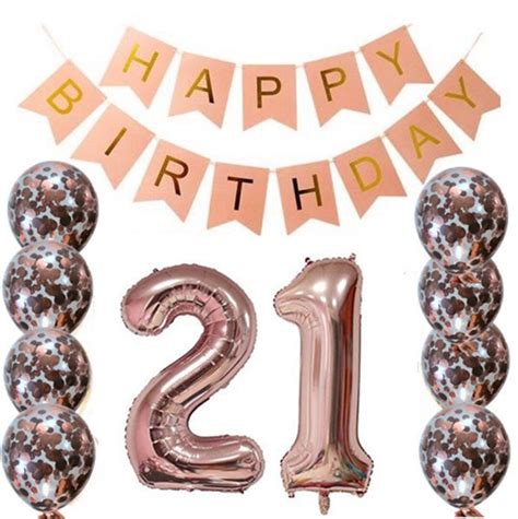 21st Rose Gold Twenty First Birthday Pack 21 Garland Balloons Etsy