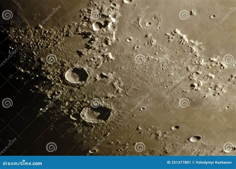 Moon through a Telescope with High Magnification. Craters on the Moon Stock Image - Image of ...