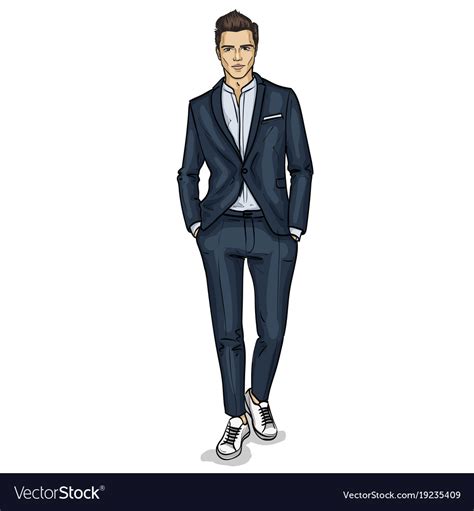 Man Model Dressed Royalty Free Vector Image Vectorstock