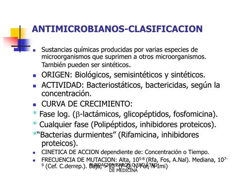 Ppt Antimicrobianos Clasificaci N Mecanismos De Accion Y Resistencia