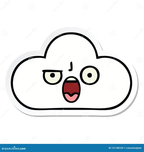 A Creative Sticker Of A Cute Cartoon Cloud Stock Vector Illustration