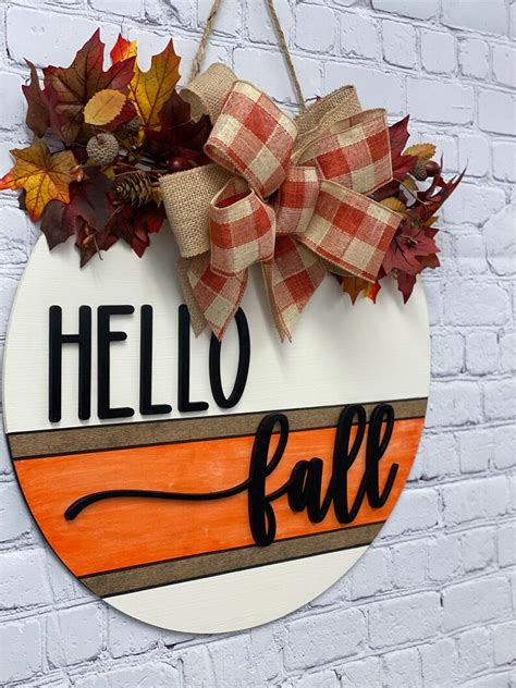 Hello Fall Door Hanger Fall Door Hanger Door Wreath Etsy