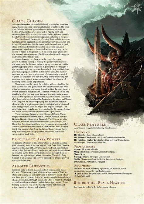 Warhammer Chosen Homebrew Dnd E Homebrew Dungeons And Dragons