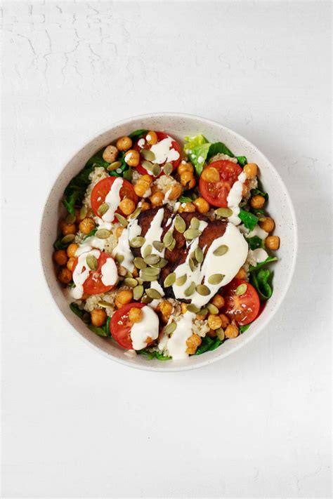 Roasted Chickpea Quinoa Bowls With Creamy Vegan Ranch The Full Helping