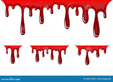 Blood Drip D Set Halloween Bloodstain Isolated White Background