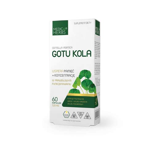 Gotu Kola wąkrotka azjatycka 520 mg Medica Herbs PAMIĘĆ Sklep EMPIK