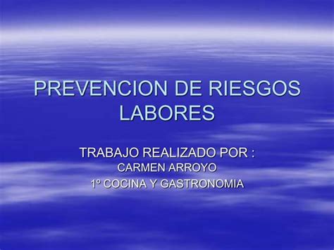 Prevencion De Riesgos Laborales En La Hosteleria Power Point Ppt