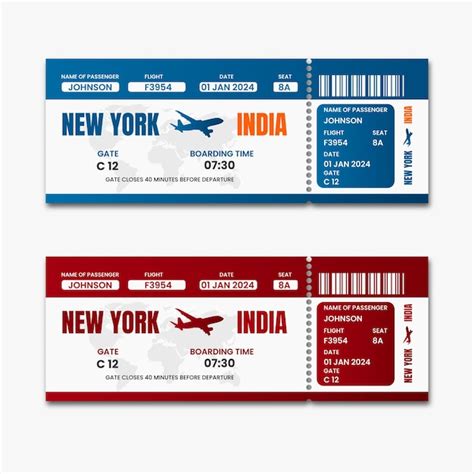 Premium Vector Vector Flat Template Of Blue Boarding Pass