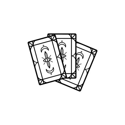 Vector black and white image of tarot cards. Card reading. Halloween ...