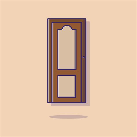 Premium Vector Brown Wooden Door Vector Illustration Door Flat Design