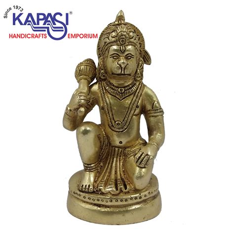 5 Brass Small Hanumanji Sitting Idol Kapasi Handicrafts Emporium