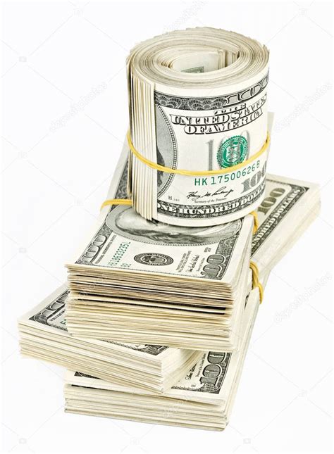 Many Bundle And Roll Of US 100 Dollars Bank Notes Stock Photo By