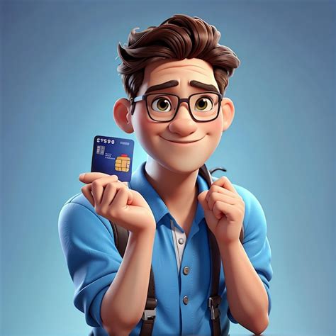 Premium Photo Hand Holding Credit Card 3d Cartoon Character Illustration