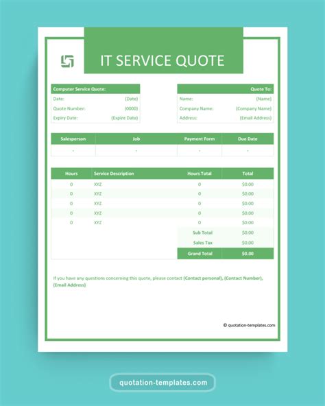 It Service Quote Template Grn Quote Templates Free Quotation