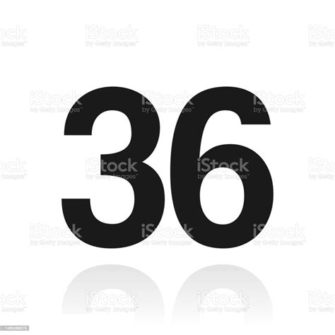 number thirtysix icon  reflection  white background stock