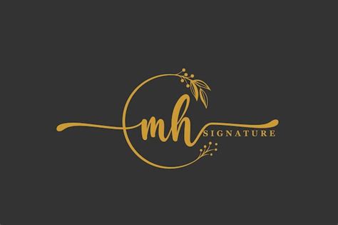 Premium Vector Luxury Gold Signature Initial M H Logo Design Isolated