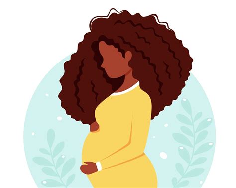 Pregnant Black Woman Pregnancy Motherhood Concept Vector